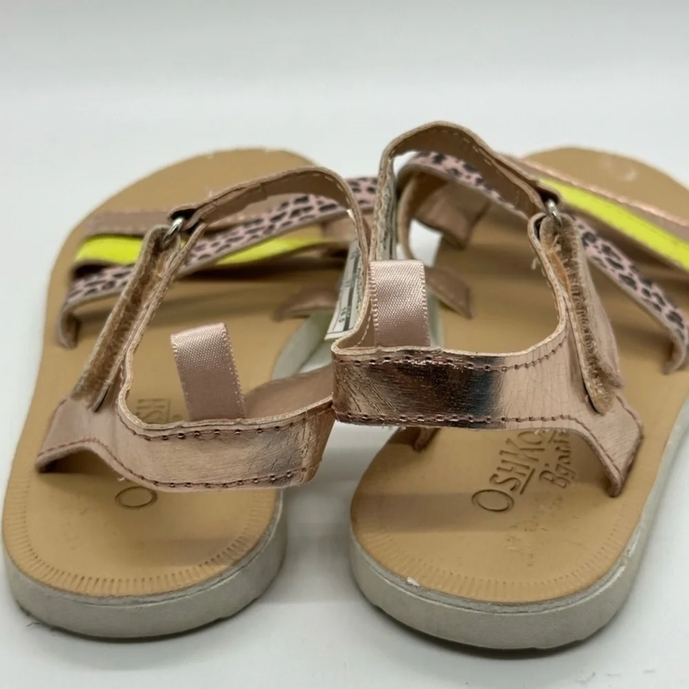 Toddler Girl Rose Gold & Leopard Multi Strap Sandals